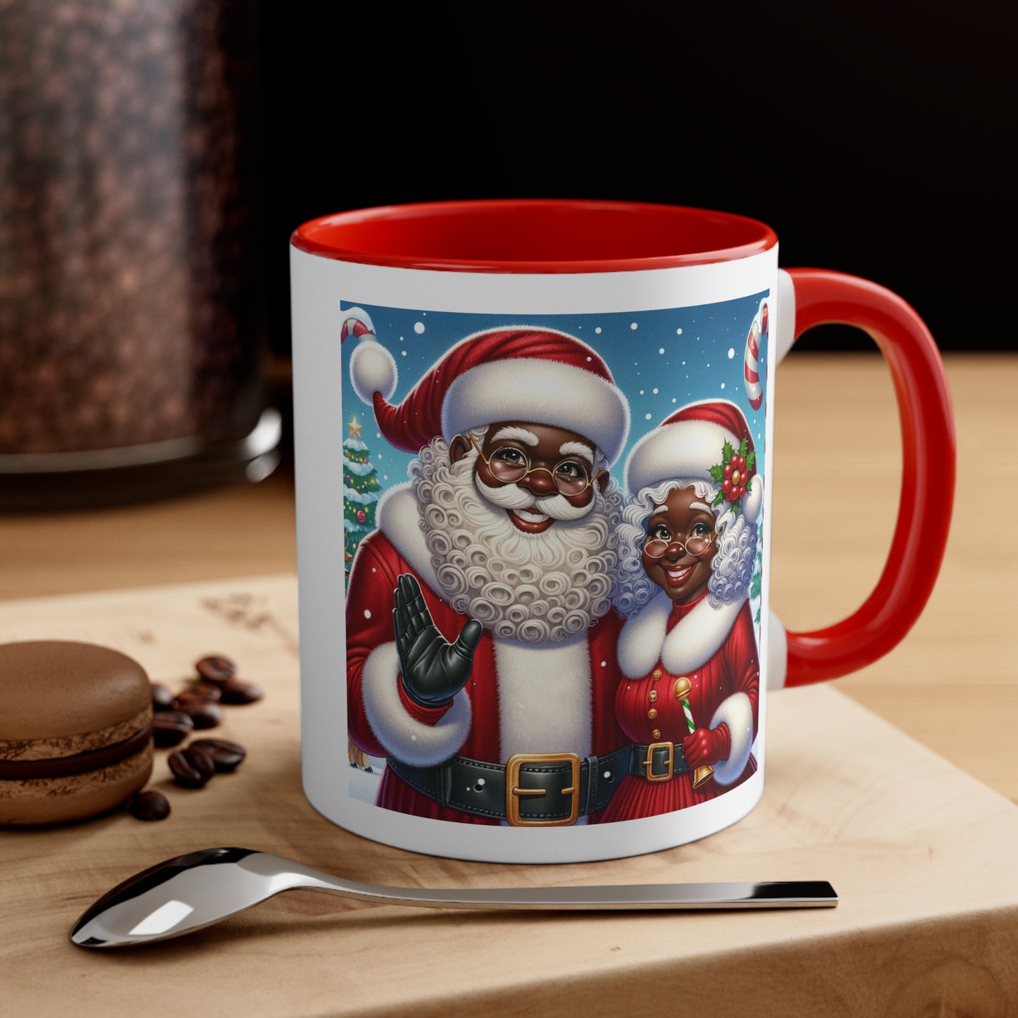 Merry Christmas Black Santa and Mrs. Claus Christmas Mug - Cultural Celebration 11oz Ceramic