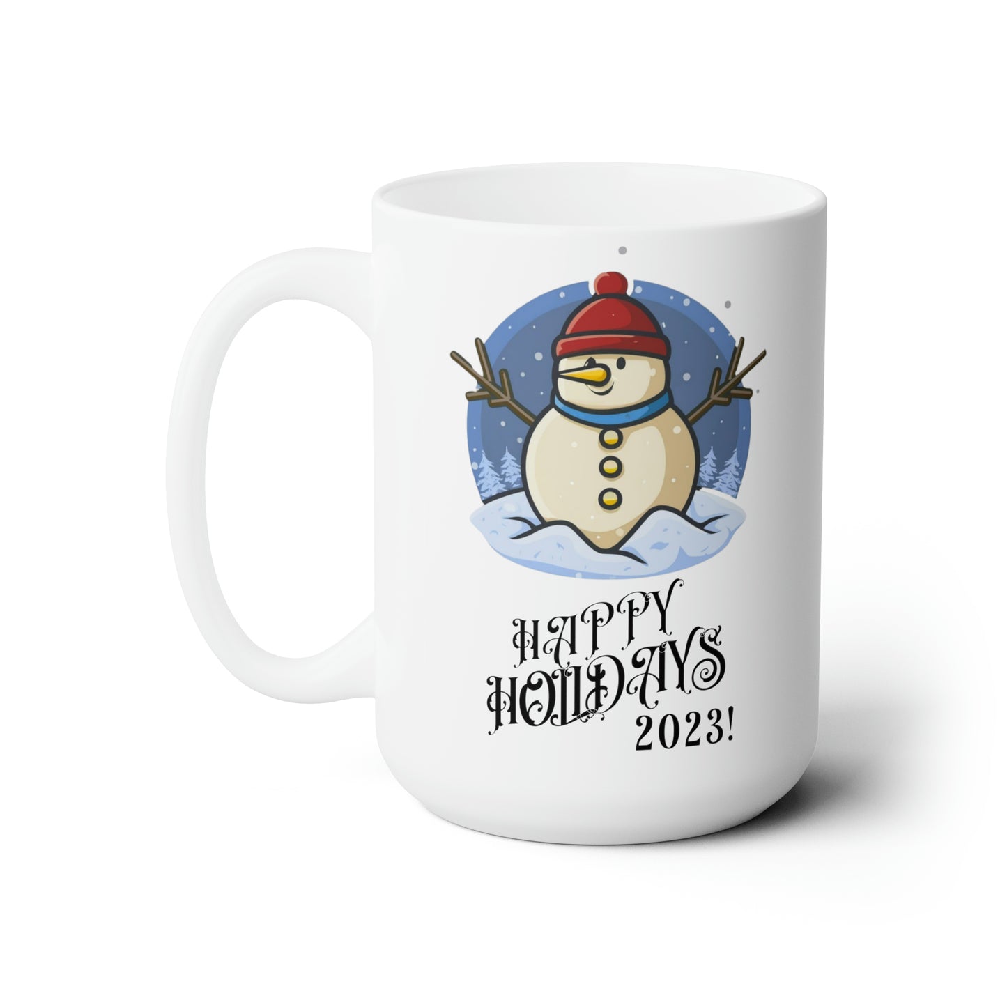 Happy Holidays 2023 Snowman Mug - New Year Joy 15oz Ceramic