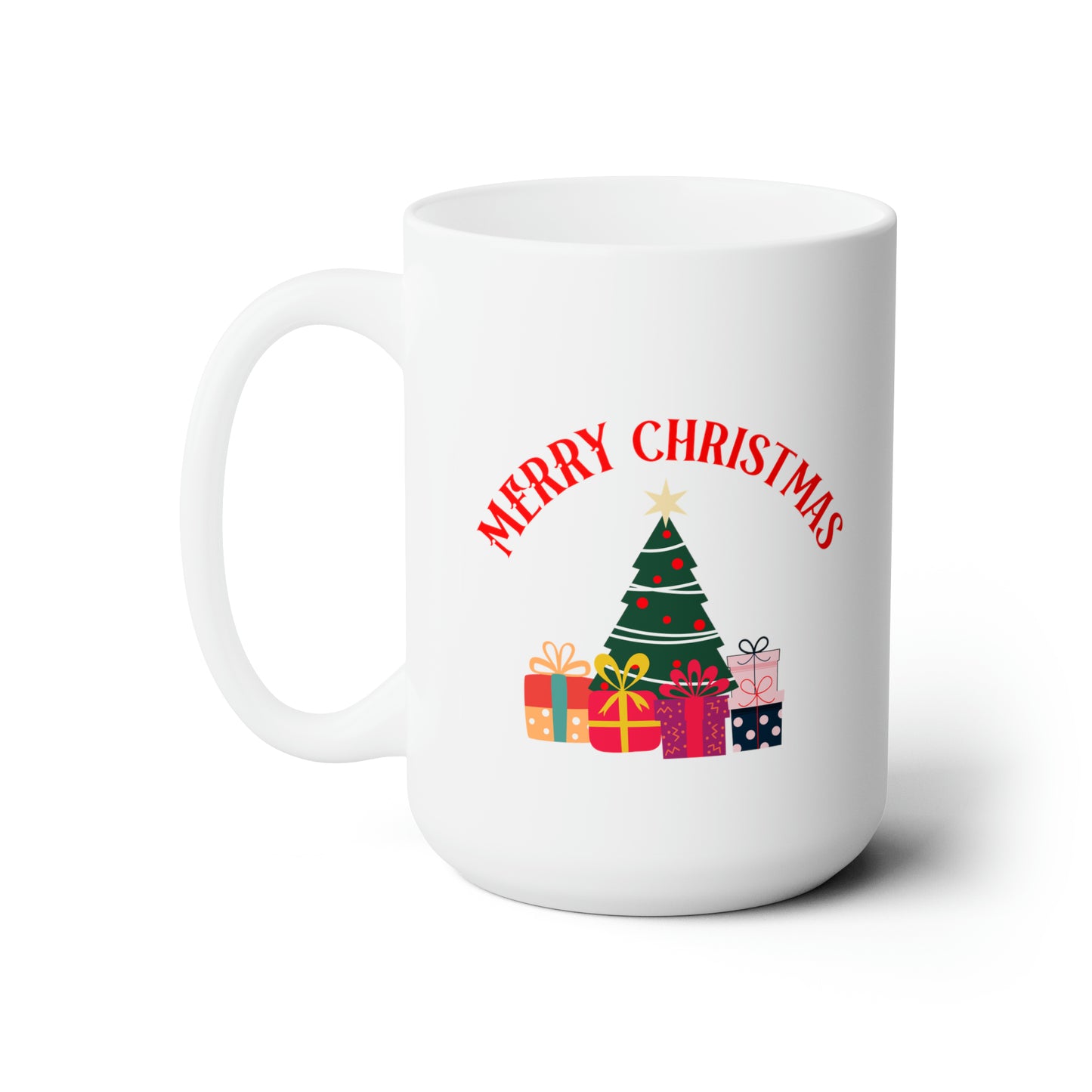 Festive Tree and Presents Merry Christmas Mug - Classic Holiday 15oz Ceramic