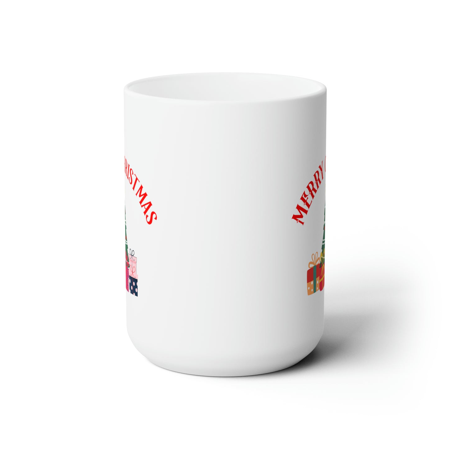 Festive Tree and Presents Merry Christmas Mug - Classic Holiday 15oz Ceramic