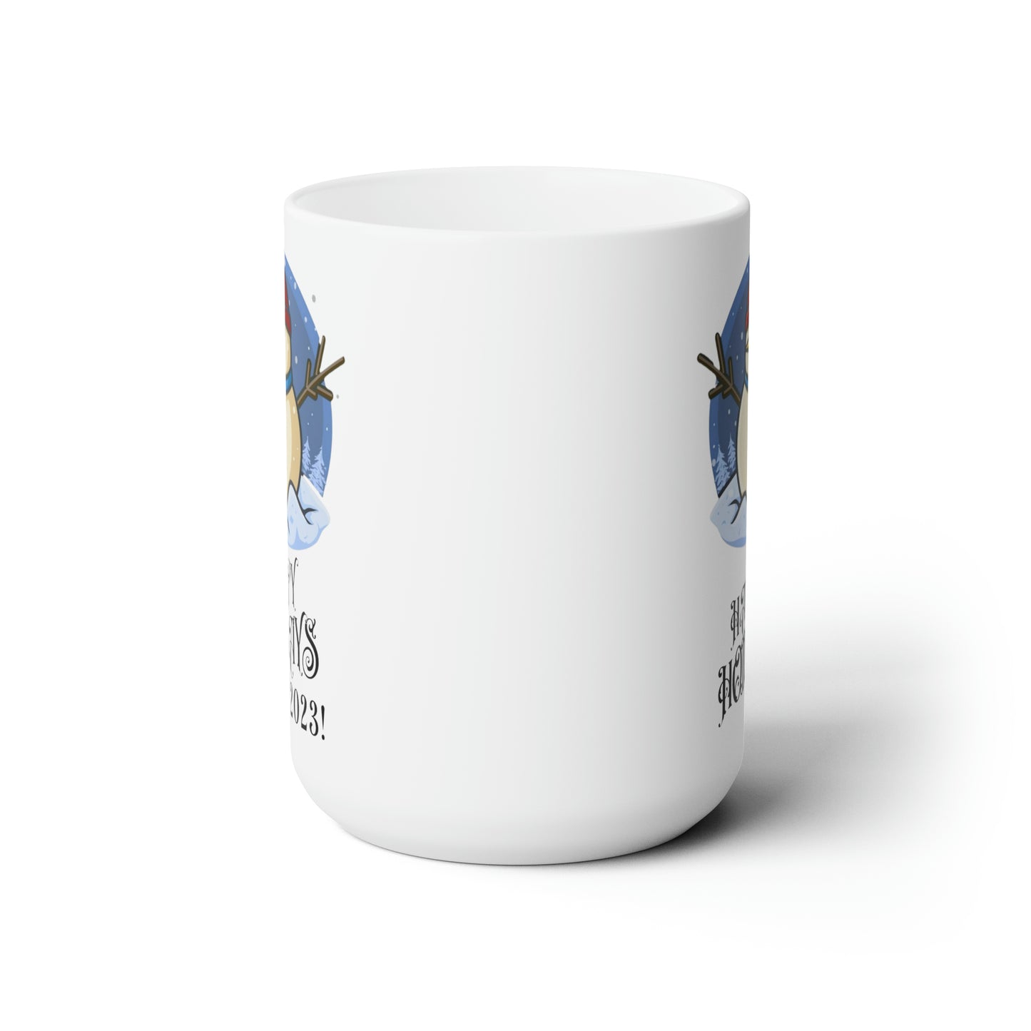Happy Holidays 2023 Snowman Mug - New Year Joy 15oz Ceramic