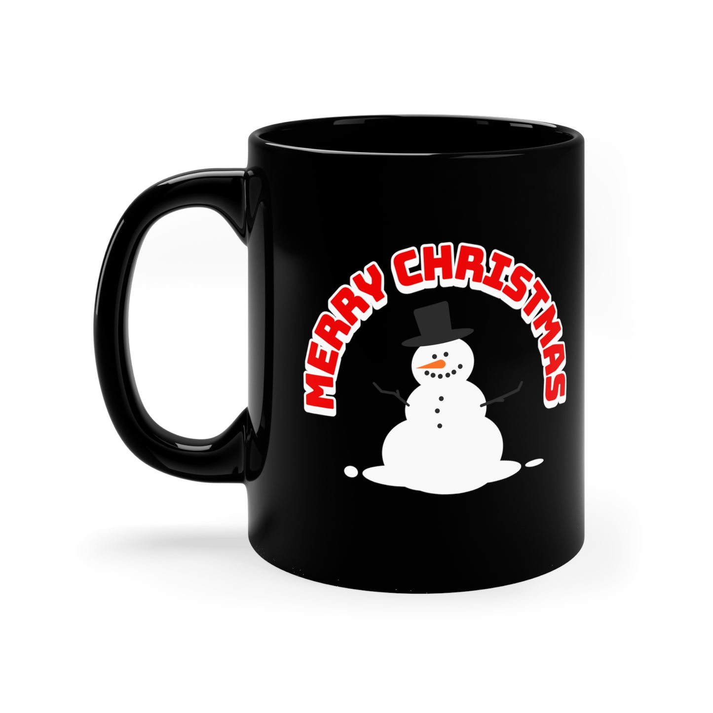 Merry Christmas Snowman - Elegant Black Holiday Mug 11oz