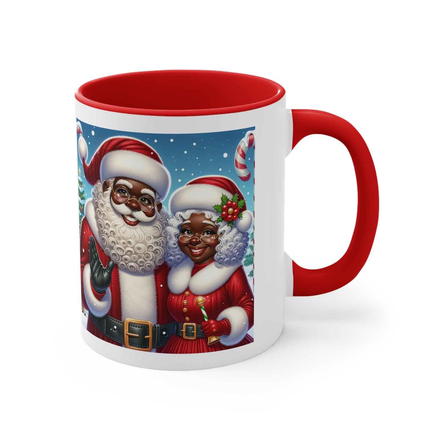 Merry Christmas Black Santa and Mrs. Claus Christmas Mug - Cultural Celebration 11oz Ceramic
