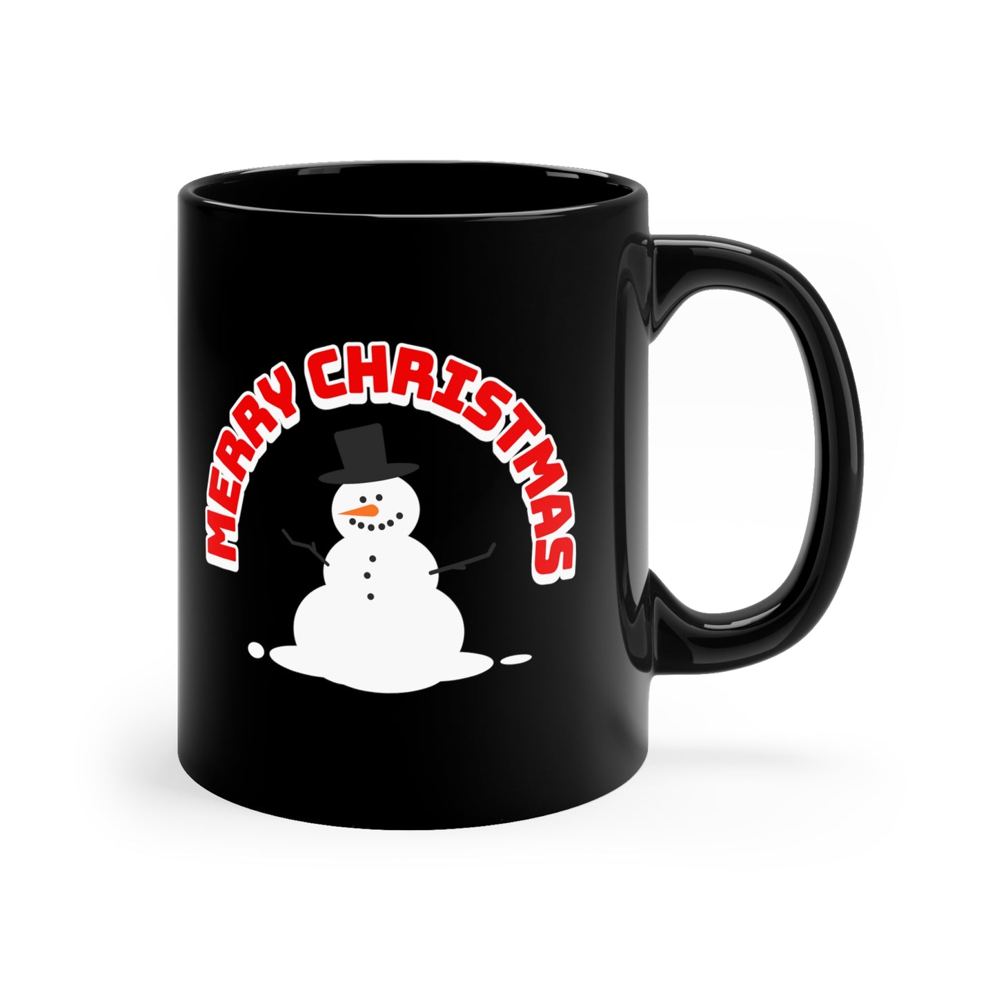 Merry Christmas Snowman - Elegant Black Holiday Mug 11oz