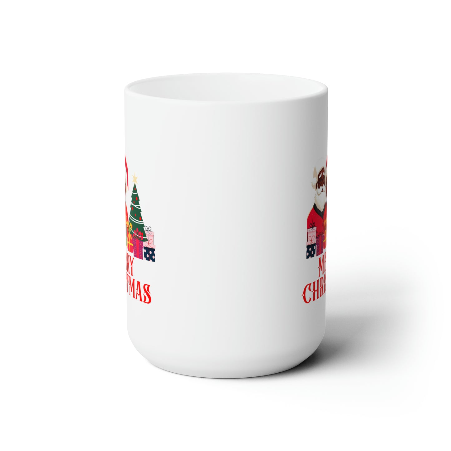 Christmas Morning Black Santa and Mrs. Claus Christmas Mug - Cultural Celebration 15oz Ceramic