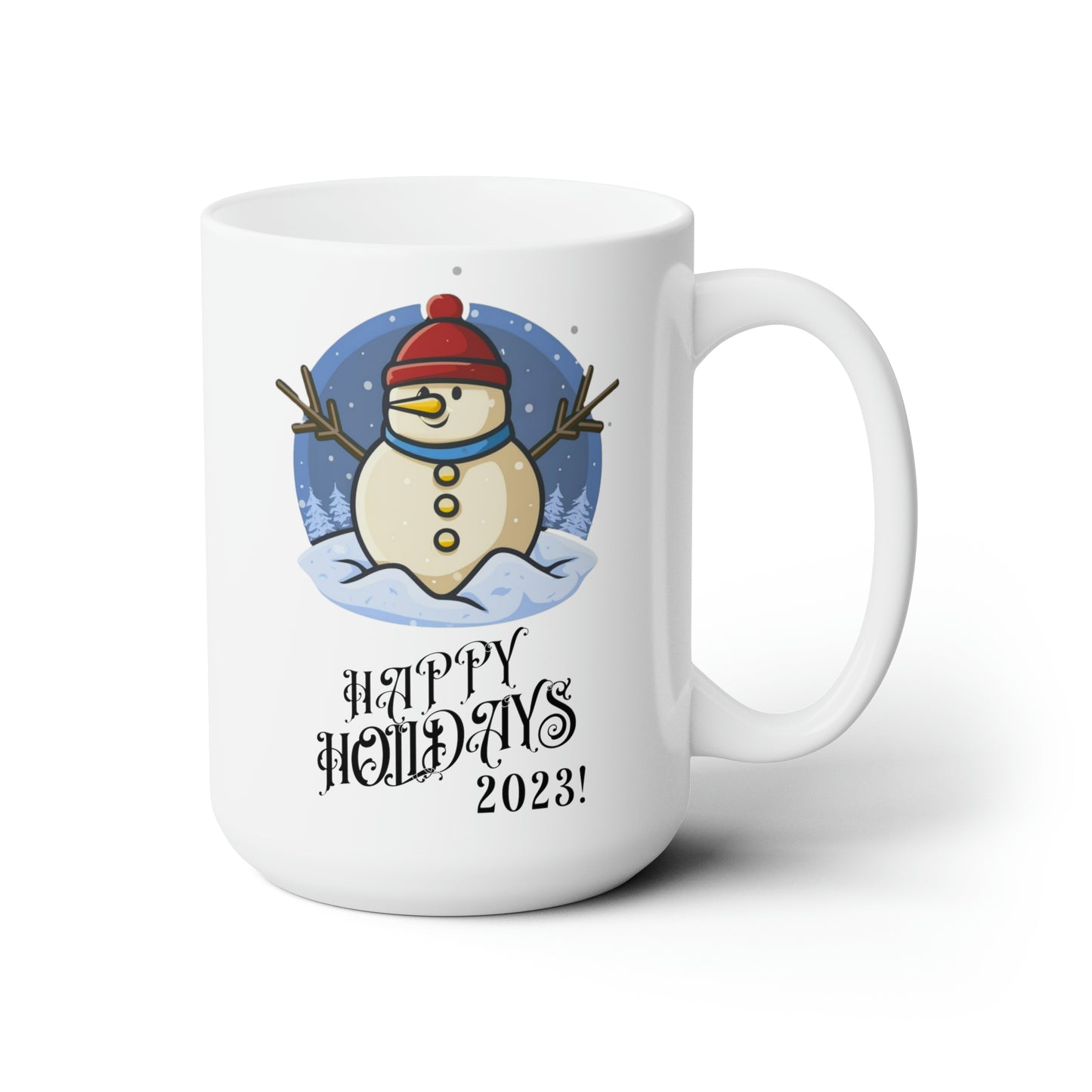 Happy Holidays 2023 Snowman Mug - New Year Joy 15oz Ceramic