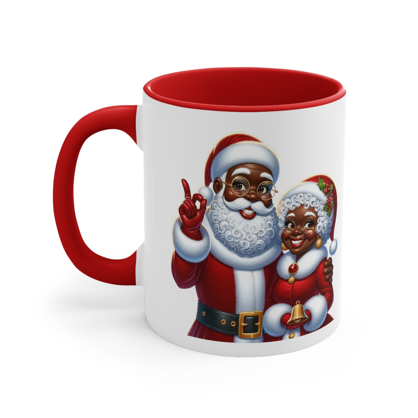 Cheerful Black Santa and Mrs. Claus Christmas Mug - Cultural Celebration 11oz Ceramic