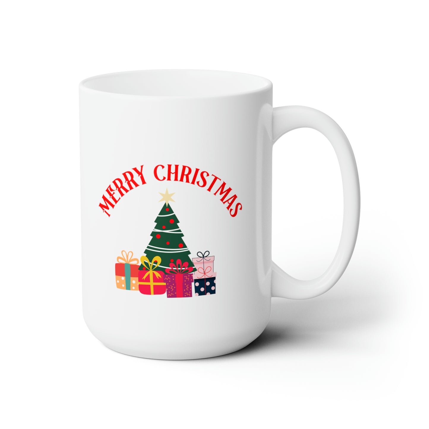 Festive Tree and Presents Merry Christmas Mug - Classic Holiday 15oz Ceramic