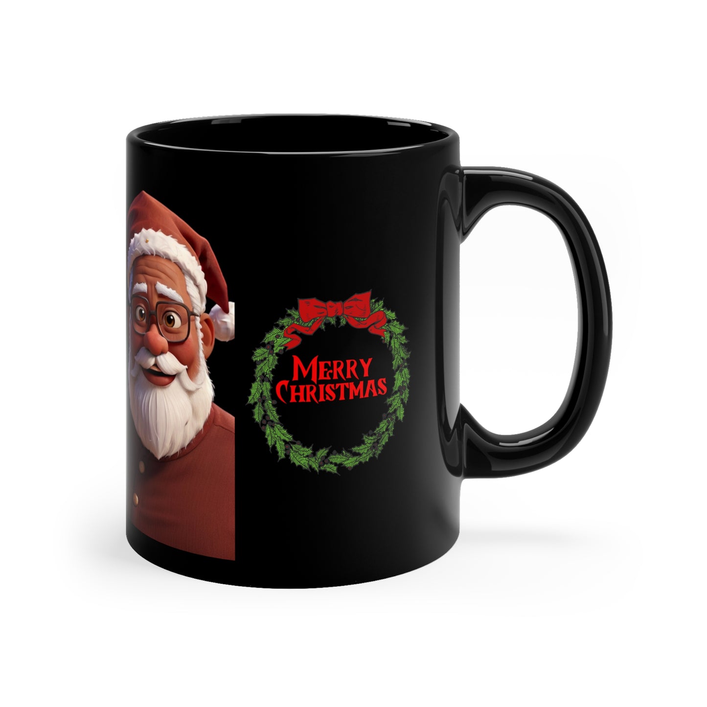 Santa & Mrs. Claus Holiday Cheer Black Mug - Cultural Christmas 11oz