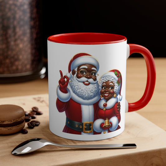 Cheerful Black Santa and Mrs. Claus Christmas Mug - Cultural Celebration 11oz Ceramic