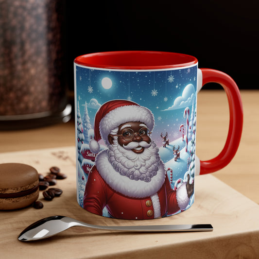 Enchanted Santa Night Sky Accent Mug - Cultural Christmas Cheer 11oz